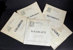 vinil - Grande Compositores da Música Universal - Abril Cultural - 1969 -  lote de 5 exemplares - nº 25 Chabrier -  nº 26 Rimsky-Korsakow(II) - nº 27 D. Scarlatti - nº 28 Beethoven (III) - nº 29 Haendel - brochura com 12p. e um vinil - capa com marcas do tempo - vinil bem conservado - não testado.