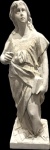 Itália Séc. XIX - Magnífica Escultura em mármore carrara Italiano do Séc. XIX representando Figura Feminina com Livro, marcas do tempo. Med. 98 X 34 cm.