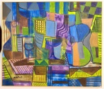 Claudio Faciolli - Quadro A.S.T. "Abstrato", multicolorido, assinado C.I.E. e datado no verso. Med total 95 X 110 cm.