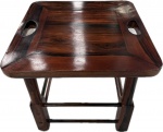DESIGN - Elegante Banco em madeira nobre "Magrini" " ao gosto Sergio Rodrigues. Med. 38 X 42 X 42 cm.