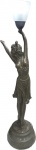 Grande Escultura/Luminária em petit bronze representando "Dançarina". Med. total 90 cm.