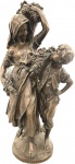 Moreau Math (frança 1822 - 1912) - Magnífico e Imponente grupo escultórico em bronze patinado Francês representando Camoneses, peça assinada. Med. Total 150 cm, escultura 88 X 47 cm. Nota: Mathurin Moreau, (Dijon, França 18 de novembro de 1822  Paris, França 14 de fevereiro de 1912). Foi um escultor francês. era filho do também respeitado escultor Jean-Baptiste-Louis-Joseph Moreau (1797  1855) e de Marianne Richer. Ingressou na École des Beaux-Arts de Paris em 1841, revelando seu talento no Salon de Paris, em 1848, com a escultura "L'Élégie", atualmente exibida no Museu de Belas Artes de Dijon.