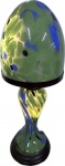 RAVAGNANI - Elegante Luminária em pasta de vidro , decoração marmorizada na  maior tonalidade na cor verde, peça assinada. Med. 57 X 20 cm.