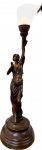 Linda Escultura/Luminária em petit bronze representando "Figura Feminina". Med. total 75 cm.