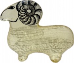 ABRAHAM PALATNIK - Rara Escultura Arte Cinética em resina de poliéster representando Cabra, peça de coleção. Med. 13 X 16 cm.