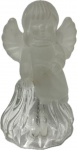 Elegante e Delicado Sino de Mão em Cristal translucido e satiné representando Anjo. Med. 12 X 7 cm.