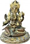 GANESHA - Magnífica e Antiga Escultura em bronze (pesado) patinado representando Ganesha. Med. 21 X 18 X 13 cm.