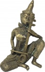 Antiga Escultura tailandesa em bronze representando Príncipe PHRA APHAI MANI com instrumento Musical. Med. 14 X 9 cm.