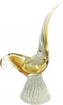 Murano - Belíssima Escultura em Vidro Artístico de Murano (pesado) no tom Amba e translucido, representando Papagaio. Med. 32 X 20 cm.