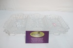 petisqueira retangular em vidro moldado c/ vidro moldado c/ divisorios 3 removíveis