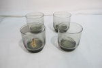 4 copos de vidro fumê para água Cristais Cá d'oro - Poços de Caldas med: 7,5cms x 7,5cms