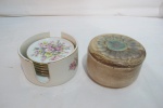1 porta copos de porcelana Emano - 1 porta jóias cerâmica vitrificada 5,5 cms alt x 9,5 cms diam