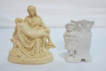 1 paliteiro de biscuit branco anso 30/40 1 escultura resina Pietá - Santini - Italy