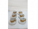 Porcelana-1/2 dúzia xícaras branca para café com detalhes em palha.