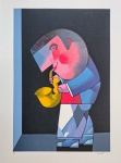 Inos Corradin, Saxofonista, gravura, Edição Póstuma, tiragem PA, 70x50cm, sem moldura