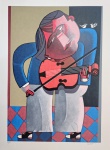 Inos Corradin, Violinista, gravura, Edição Póstuma, tiragem 63/100, 70x50cm, sem moldura