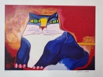 Aldemir Martins, Gato Azul, Gravura, tiragem 32/120, Edição Póstuma, 50x66cm, sem moldura
