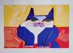 Aldemir Martins, Gato Azul, Gravura, tiragem 35/100, Edição Póstuma, 50x70cm, sem moldura