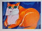 Aldemir Martins, Gato Laranja, Gravura, tiragem 48/120, Edição Póstuma, 50x70cm, sem moldura