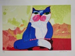 Aldemir Martins, Gato Azul, Gravura, tiragem PE, Edição Póstuma, 50x70cm, sem moldura