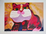 Aldemir Martins, Gato Vermelho, Gravura, tiragem 37/120, Edição Póstuma, 50x70cm, sem moldura