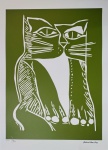 Aldemir Martins, Gato Verde, Gravura, tiragem 26/100, Edição Póstuma, 70x50cm, sem moldura