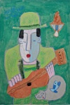 Asfaduroff Nibbes, Músico, desenho sobre papel, 48x33cm, sem moldura
