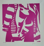 Kleber Ventura, Composição Rosa, gravura, tiragem 21/30, 50x50cm, sem moldura