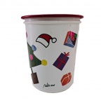 Pote Tupperware, estampa Gustavo Rosa, 16cm de altura e 13cm de diâmetro