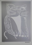 Aldemir Martins, Gato Prateado, gravura, tiragem 38/100, Edição Póstuma, 70x50cm, sem moldura
