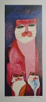 Aldemir Martins, Família de Gatos Vermelhos, gravura, tiragem 50/120, 79x35cm, Edição Póstuma, sem moldura