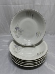 Renner Donaire - Jogo de 6 pratos fundos de massa, sopa em porcelana floral com friso ouro.  Medindo 22cm de diâmetro.