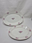 BARÃO DO RIO BRANCO - Par de travessas ovais rasas em porcelana, floral. Medindo 31cm x 22cm , 35,5cm x 24cm .