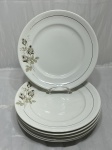 Real - Jogo de 6 pratos rasos de mesa em porcelana floral com friso preto. Medindo 26cm de diâmetro.