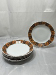 Jogo de 6 pratos fundos de massa, sopa em porcelana Renner Mon Chéri floral. Medindo 22cm de diâmetro.