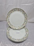 (26BI00809) SCHMIDT - Jogo de 5 pratos rasos de mesa em porcelana, floral. Medindo 24,5cm de diâmetro.
