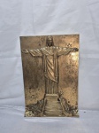Placa com imagem do Cristo Redentor em Bronze, trabalhado. Medindo 39cm x 27cm .