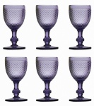 Lote com 6 (seis) belíssimas taças para vinho em vidro bico de jaca e rico tom violeta. Peças sem uso e em ótimo estado.