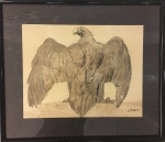 J. TURIN- desenho aquarelado representando águia, assinado no CID,  medindo 38 x 32 cm e 27 x 20 cm.