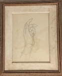 MARIO ZANINI- grafite s/ papel, estudo de mão feminina, medindo 46 x  54 cm e 26 x 34 cm.