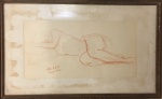 ATHOS BULCÃO- desenho s/ papel estudo nu feminino, localizado e datado Paris, 1948, medido 42 x 69 cm e 25 x 49 cm.