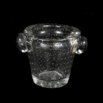 DAUM NANCY - Balde de gelo em solido vidro artístico bulicante bulicante corpo circular liso. Altura: 14,0 cm