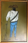 ALDEMIR MARTINS- osp colado em eucatex, datado 1962, assinado duas vezes , precisando de restauro, medindo 48 x 31 cm.