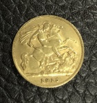 Numismática: Inglaterra - moeda de OURO - 0.5 Libra - ano 1915. Efígie do Rei George V.