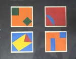DIONISIO DEL SANTO- osp, 4 obras emolduradas e datadas 1980 medindo 14 x 14 cm cada. moldura no estado e vidro quebrado.