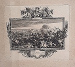 Autor não identificado, gravura francesa em água forte, século XIX, Combat de Leuze, 16x18 cm