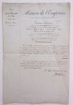Documento francês da época de Napoleão Bonaparti, Maison de L'Empereur, datado de 1814, 31x21cm