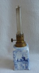 Pequeno luminária à querosene holandês, com manga em vidro original, 18,5cm