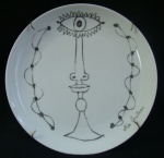 Jean Cocteau, impressão em prato em porcelana de Limoges, por Jean Cocteau, 25cm