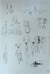 Caribé, desenho à nanquim, 1961, emoldurado, 43x29cm